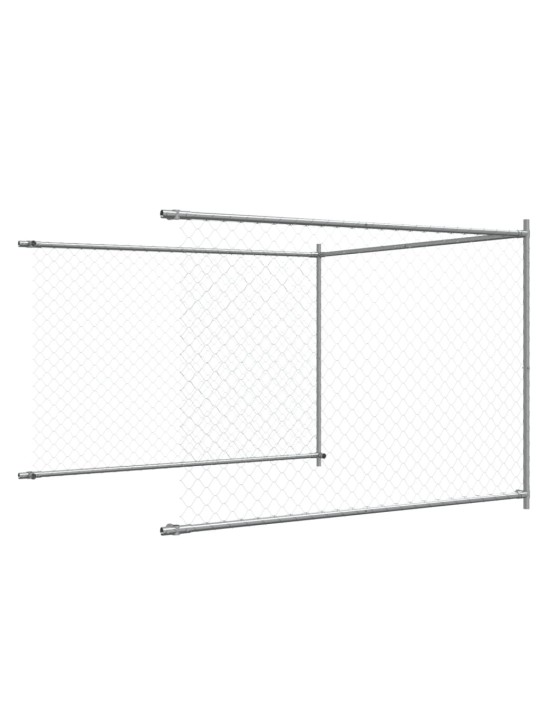 Klec pro psy s dvířky šedá 12 x 2 x 1,5 m pozinkovaná ocel