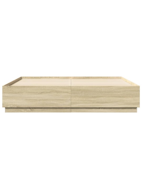 Rám postele s LED osvětlením dub sonoma 200 x 200 cm kompozit