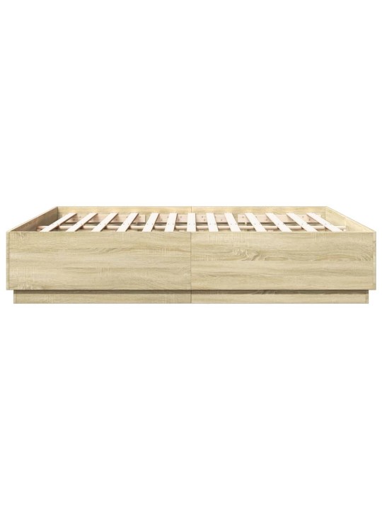 Rám postele s LED osvětlením dub sonoma 200 x 200 cm kompozit