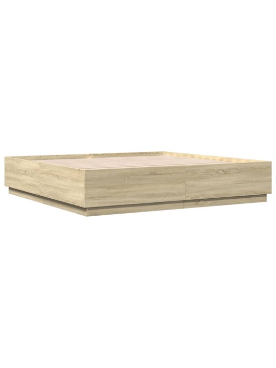 Rám postele s LED osvětlením dub sonoma 200 x 200 cm kompozit