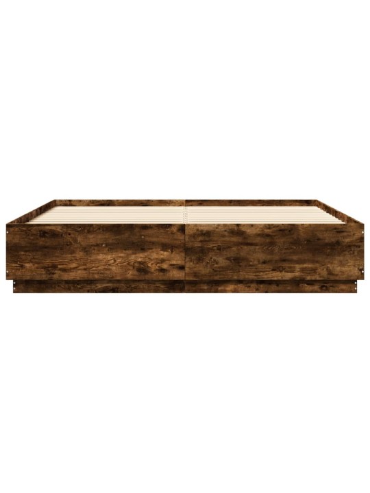 Rám postele s led osvětlením kouřový dub 200 x 200 cm kompozit