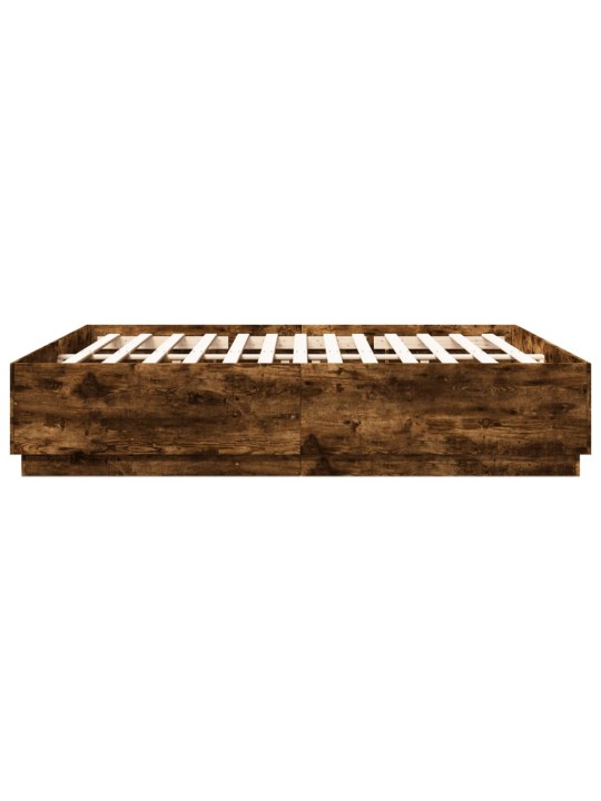Rám postele s led osvětlením kouřový dub 200 x 200 cm kompozit