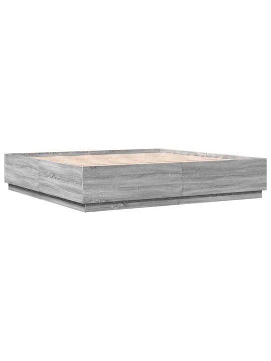 Rám postele s led osvětlením šedý sonoma 200 x 200 cm kompozit