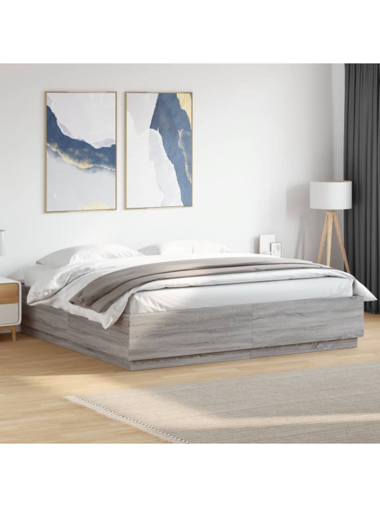 Rám postele s led osvětlením šedý sonoma 200 x 200 cm kompozit