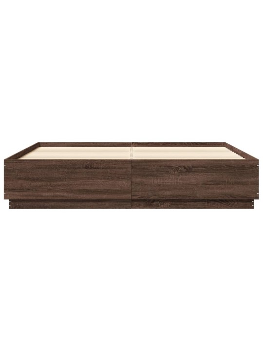 Rám postele s led osvětlením hnědý dub 200 x 200 cm kompozit