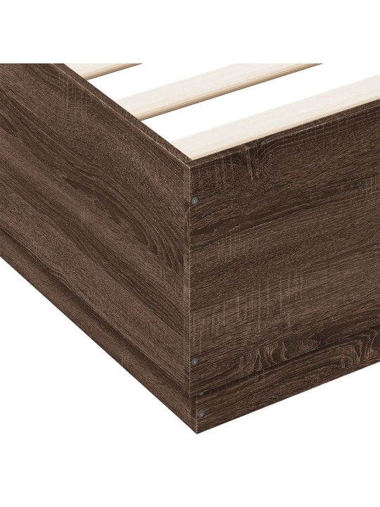 Rám postele s led osvětlením hnědý dub 200 x 200 cm kompozit