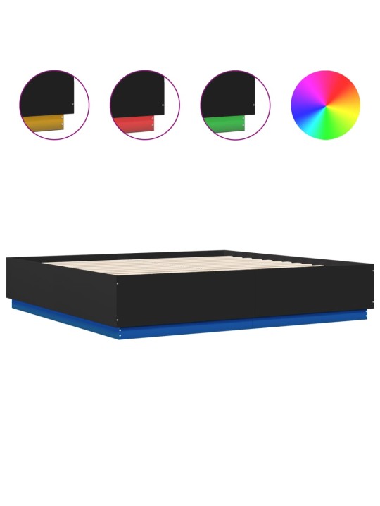 Rám postele s LED osvětlením černý 180x200 cm kompozitní dřevo