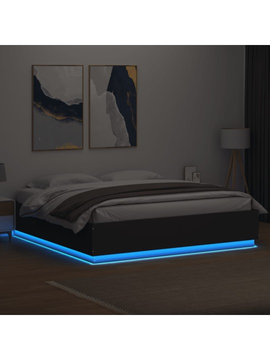 Rám postele s LED osvětlením černý 180x200 cm kompozitní dřevo