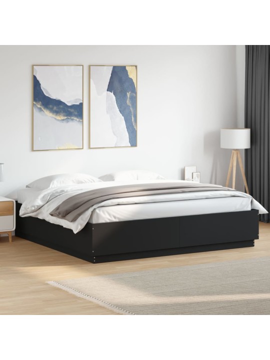 Rám postele s LED osvětlením černý 180x200 cm kompozitní dřevo