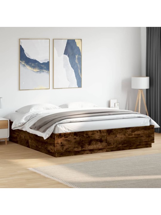 Rám postele s led osvětlením kouřový dub 180 x 200 cm kompozit