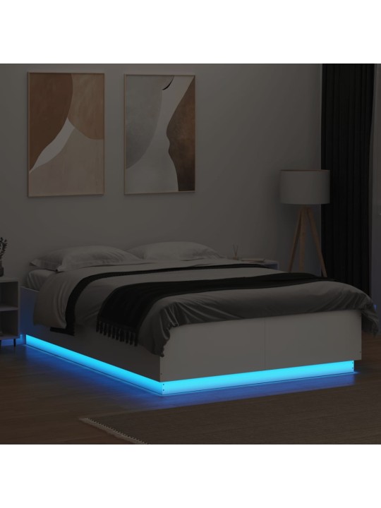 Rám postele s LED osvětlením bílý 160 x 200 cm kompozitní dřevo