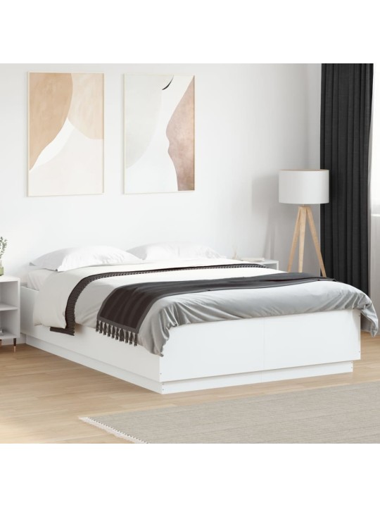Rám postele s LED osvětlením bílý 160 x 200 cm kompozitní dřevo