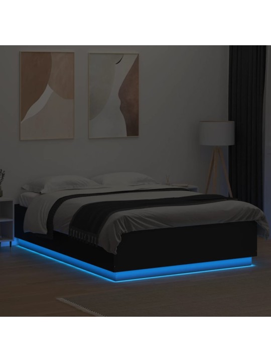 Rám postele s LED osvětlením černý 160x200 cm kompozitní dřevo