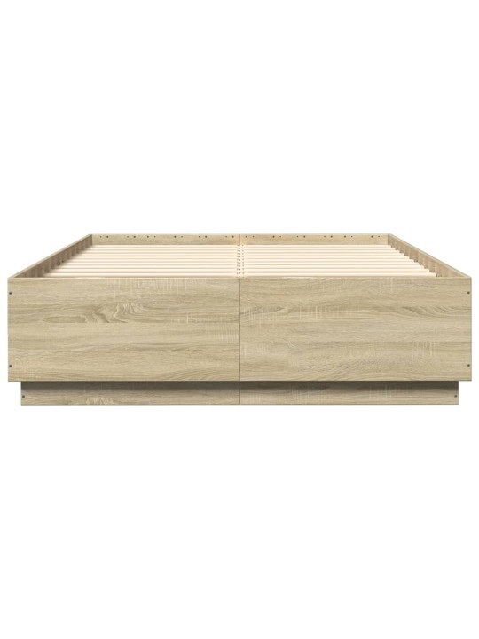 Rám postele s LED osvětlením dub sonoma 160 x 200 cm kompozit