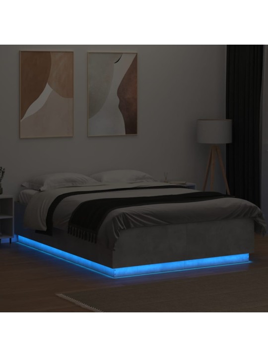 Rám postele s led osvětlením betonově šedý 160x200 cm kompozit