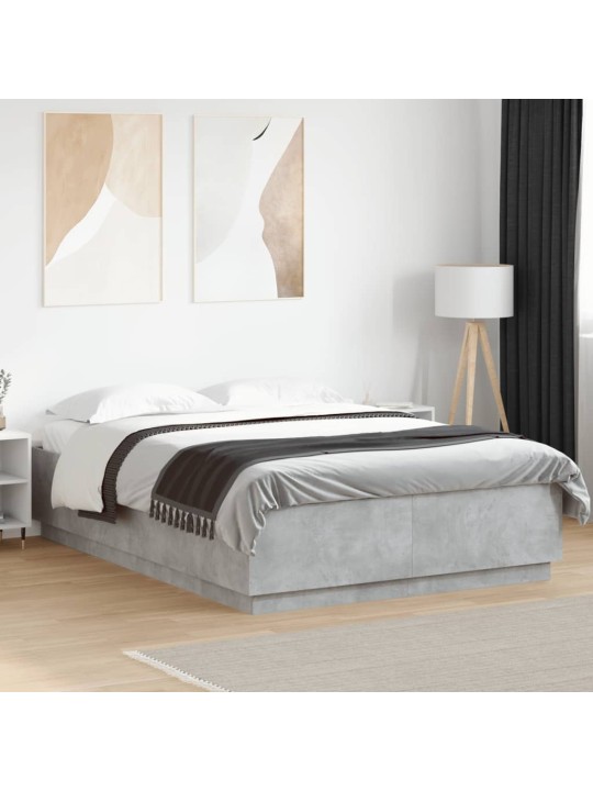 Rám postele s led osvětlením betonově šedý 160x200 cm kompozit