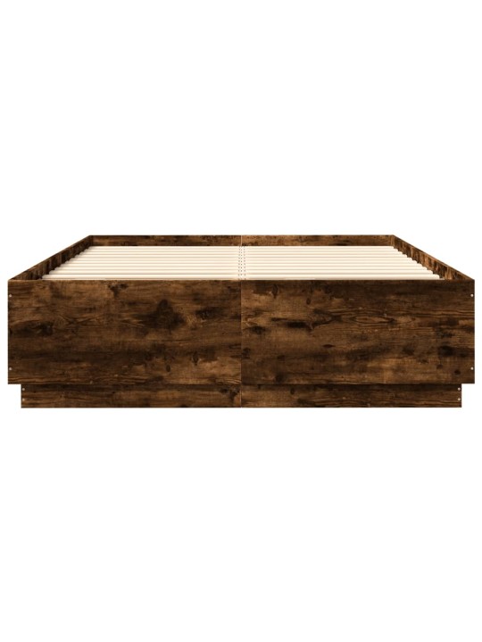 Rám postele s led osvětlením kouřový dub 160 x 200 cm kompozit