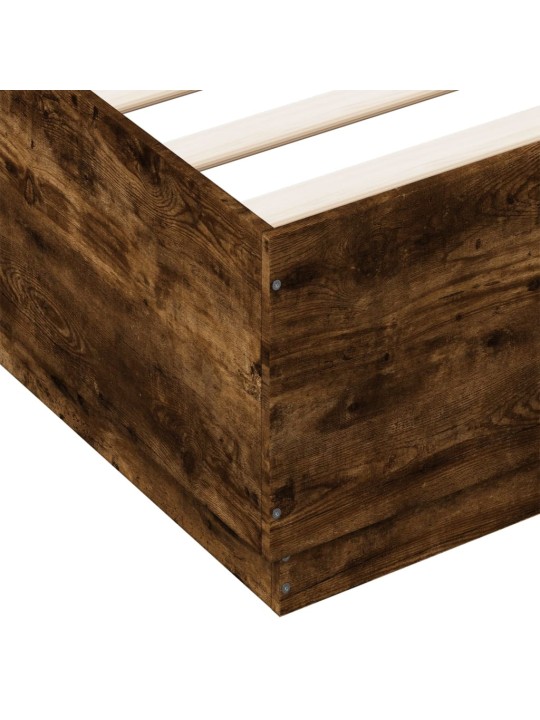 Rám postele s led osvětlením kouřový dub 160 x 200 cm kompozit