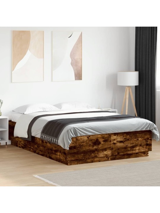 Rám postele s led osvětlením kouřový dub 160 x 200 cm kompozit