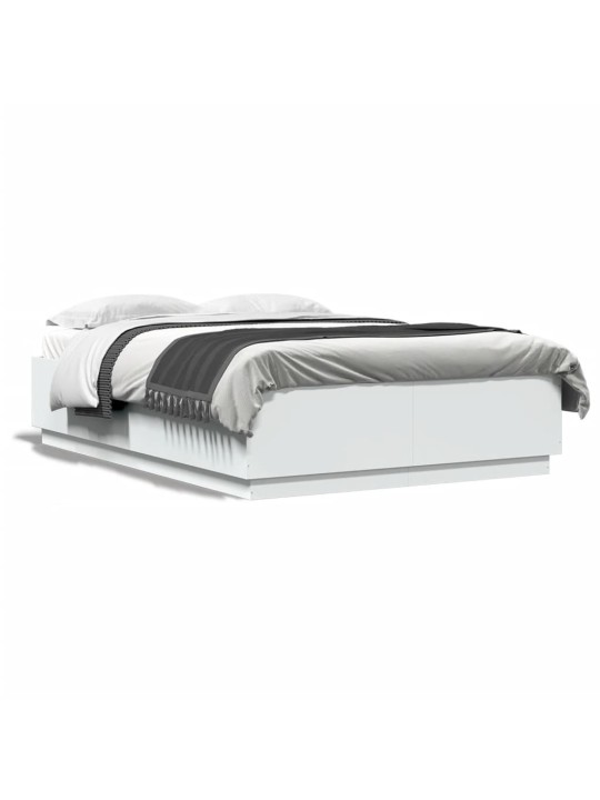 Rám postele s LED osvětlením bílý 150 x 200 cm kompozitní dřevo