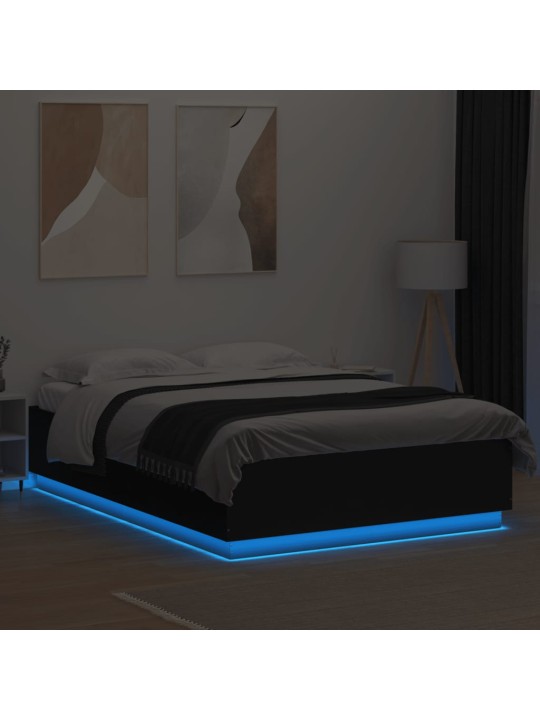 Rám postele s led bez matrace černý 150x200 cm