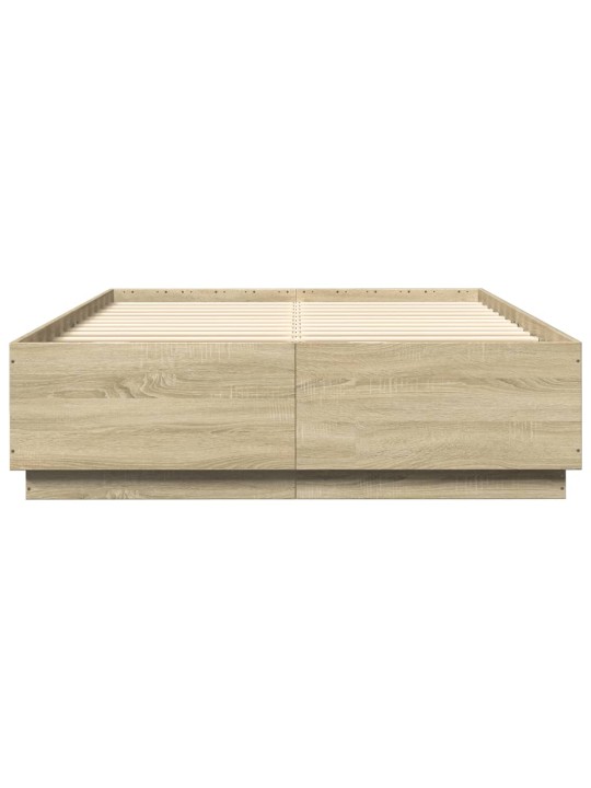 Rám postele s LED osvětlením dub sonoma 150 x 200 cm kompozit