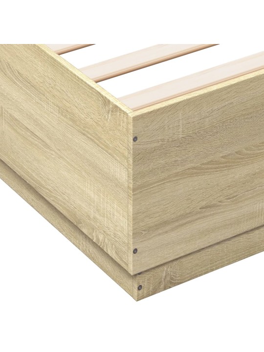 Rám postele s LED osvětlením dub sonoma 150 x 200 cm kompozit