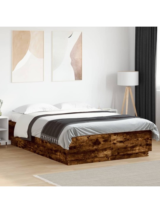 Rám postele s led osvětlením kouřový dub 150 x 200 cm kompozit