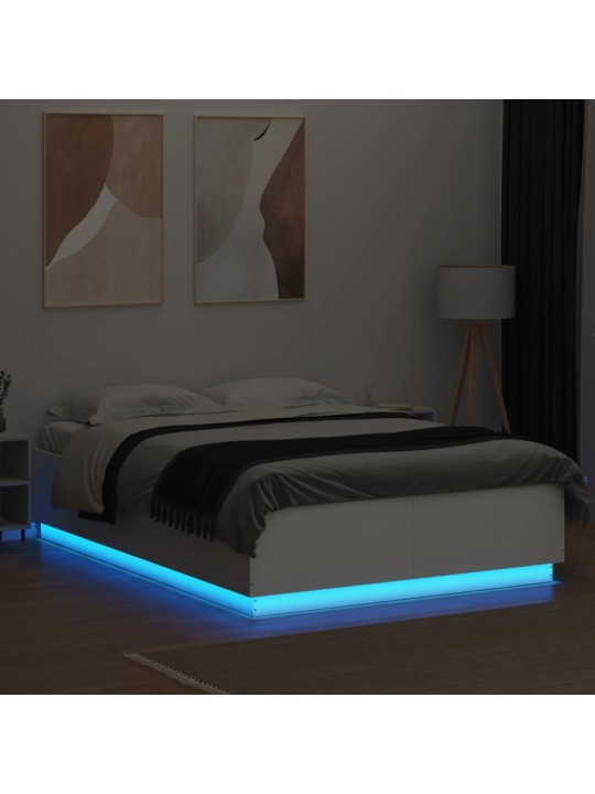 Rám postele s LED osvětlením bílý 140 x 200 cm kompozitní dřevo