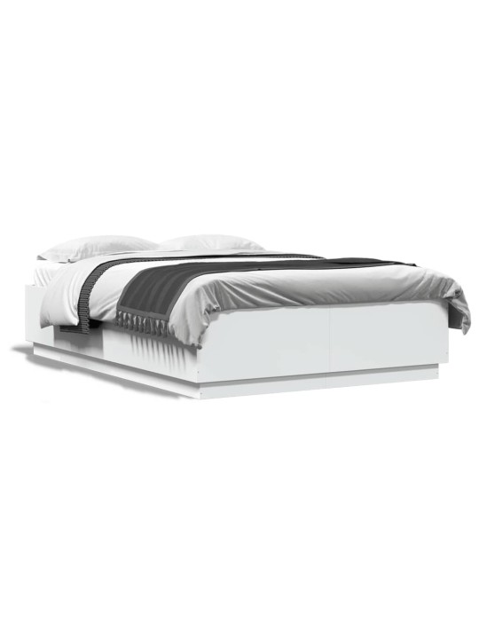 Rám postele s LED osvětlením bílý 140 x 200 cm kompozitní dřevo