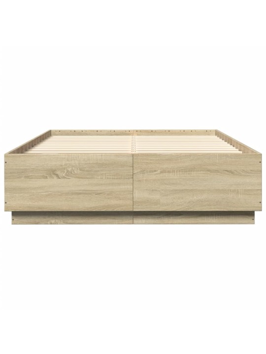Rám postele s LED osvětlením dub sonoma 140 x 200 cm kompozit