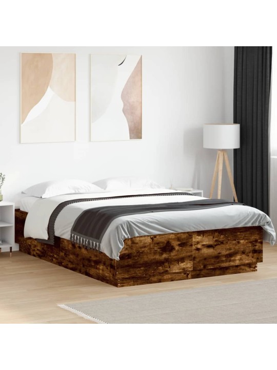 Rám postele s led osvětlením kouřový dub 140 x 200 cm kompozit