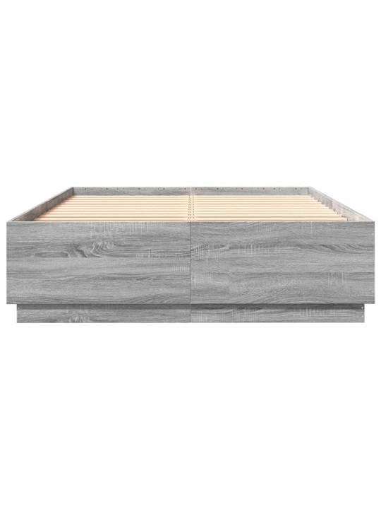 Rám postele s LED osvětlením šedý sonoma 140 x 200 cm kompozit