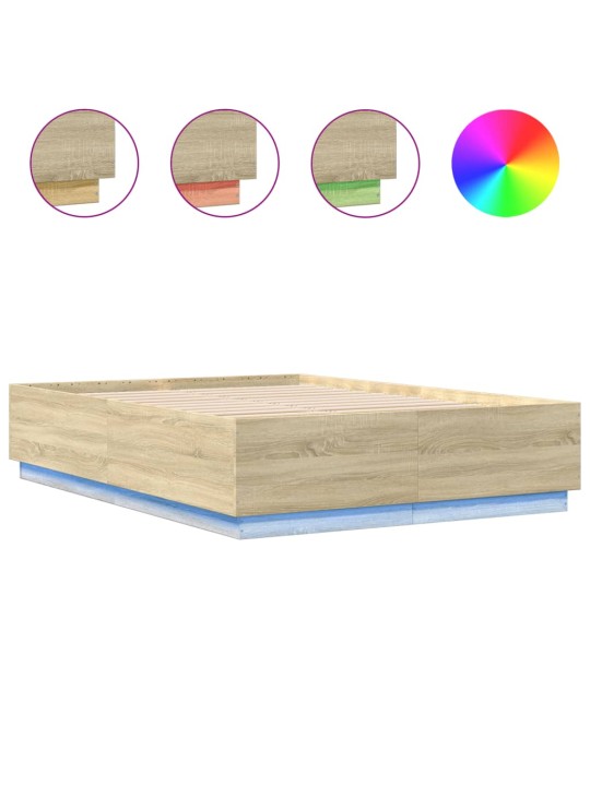 Rám postele s LED osvětlením dub sonoma 120 x 200 cm kompozit