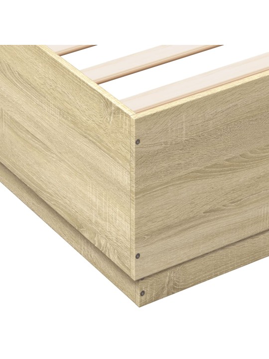 Rám postele s LED osvětlením dub sonoma 120 x 200 cm kompozit