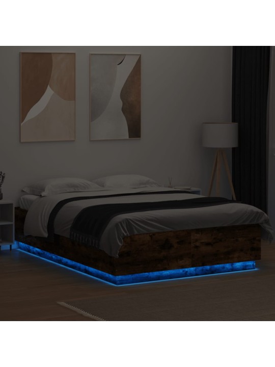 Rám postele s led osvětlením kouřový dub 120 x 200 cm kompozit