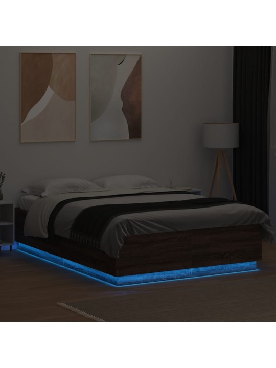 Rám postele s led osvětlením hnědý dub 120 x 200 cm kompozit