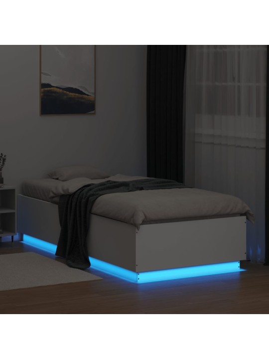 Rám postele s LED osvětlením bílý 100 x 200 cm kompozitní dřevo