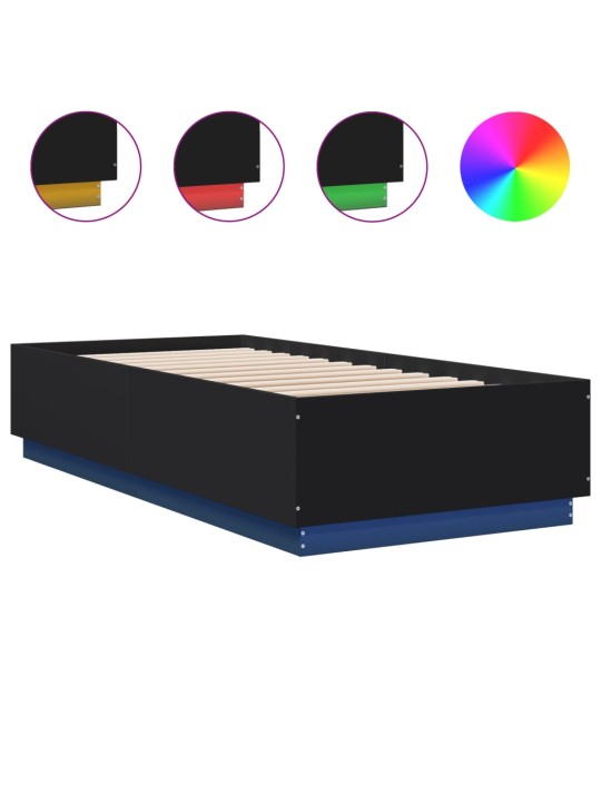 Rám postele s LED osvětlením černý 100x200 cm kompozitní dřevo