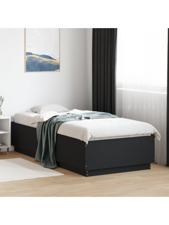 Rám postele s LED osvětlením černý 100x200 cm kompozitní dřevo