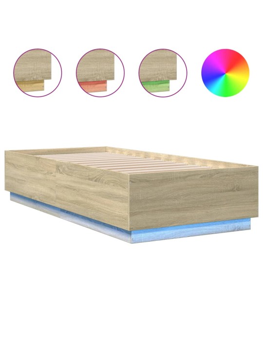 Rám postele s LED osvětlením dub sonoma 100 x 200 cm kompozit
