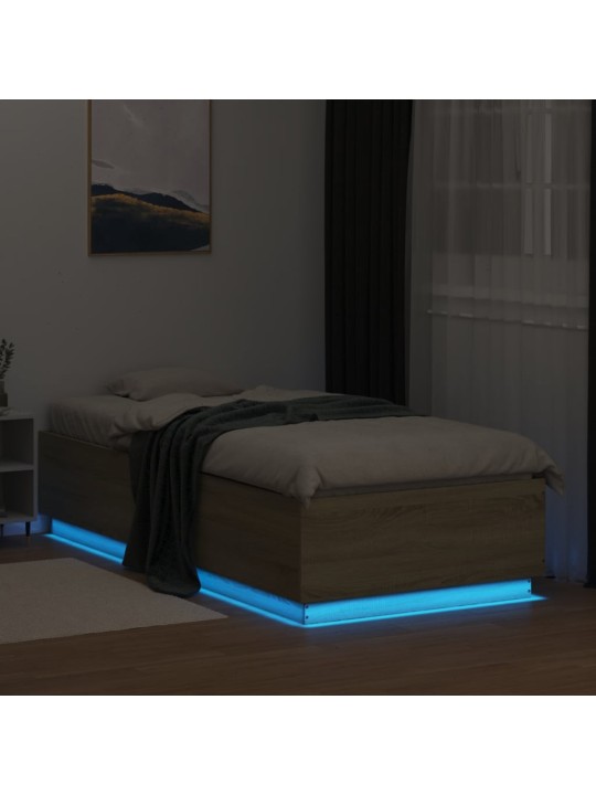 Rám postele s LED osvětlením dub sonoma 100 x 200 cm kompozit