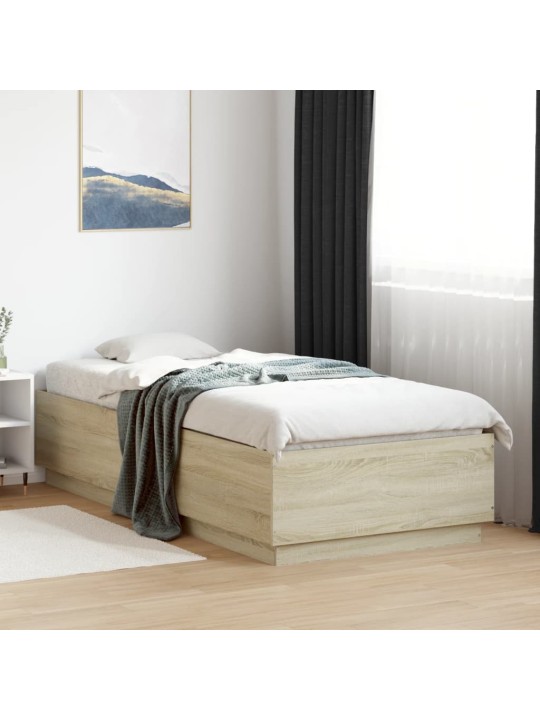 Rám postele s LED osvětlením dub sonoma 100 x 200 cm kompozit