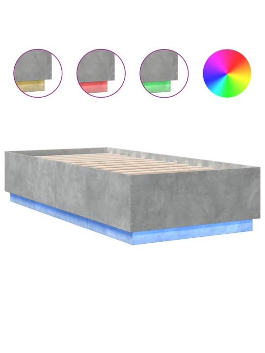 Rám postele s led osvětlením betonově šedý 100x200 cm kompozit