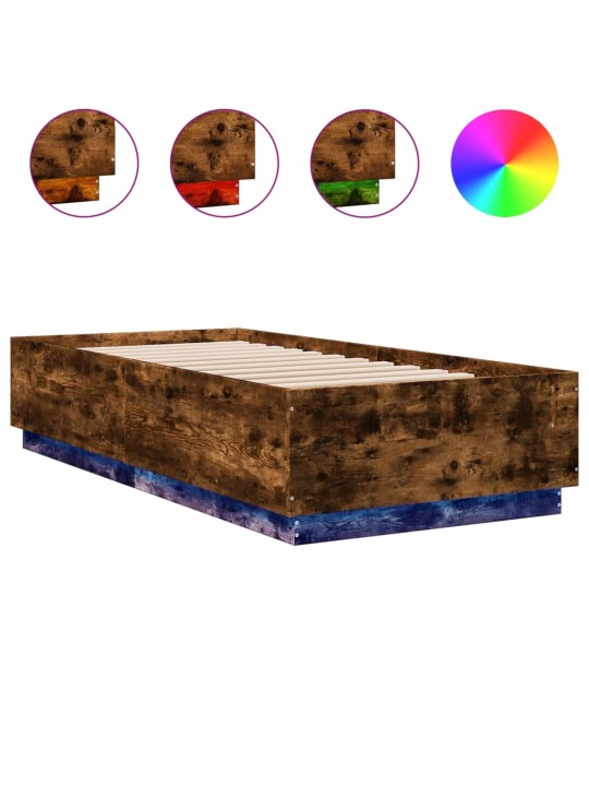 Rám postele s LED osvětlením kouřový dub 100 x 200 cm kompozit