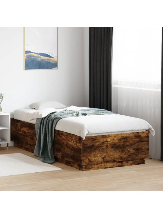 Rám postele s LED osvětlením kouřový dub 100 x 200 cm kompozit