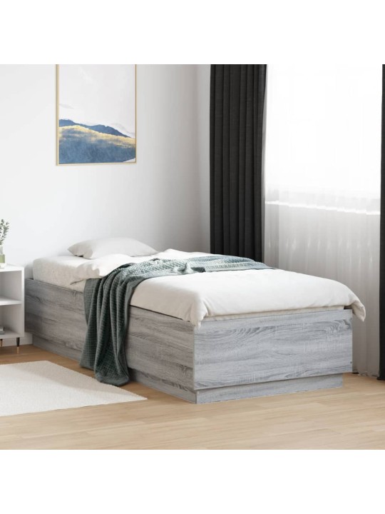 Rám postele s LED osvětlením šedý sonoma 100 x 200 cm kompozit