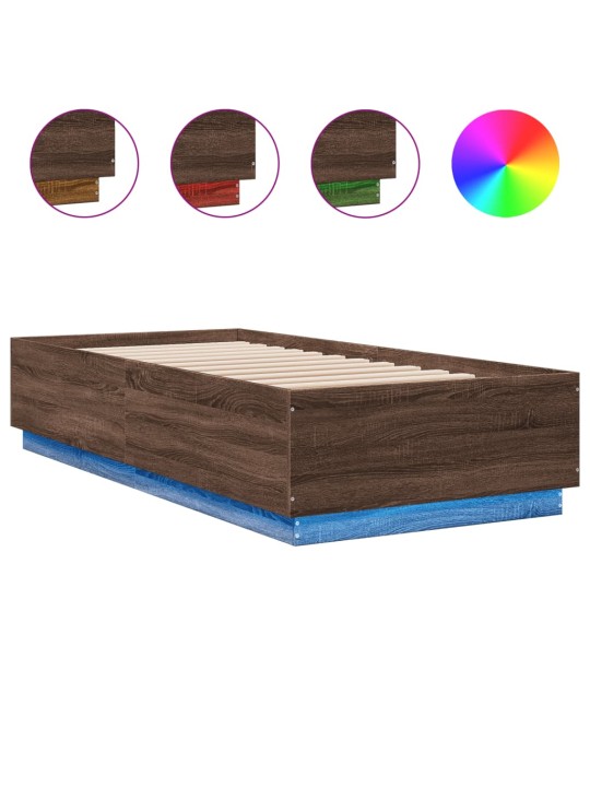 Rám postele s led osvětlením hnědý dub 100 x 200 cm kompozit