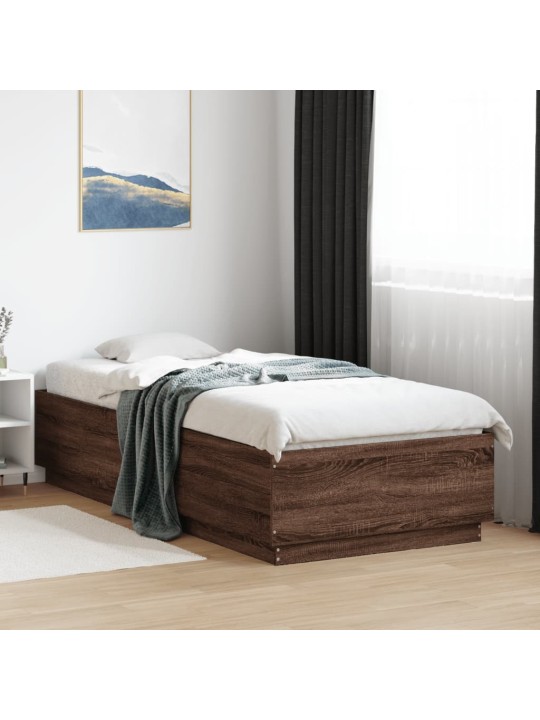 Rám postele s led osvětlením hnědý dub 100 x 200 cm kompozit
