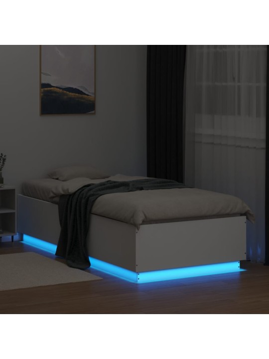 Rám postele s LED osvětlením bílý 90 x 200 cm kompozitní dřevo